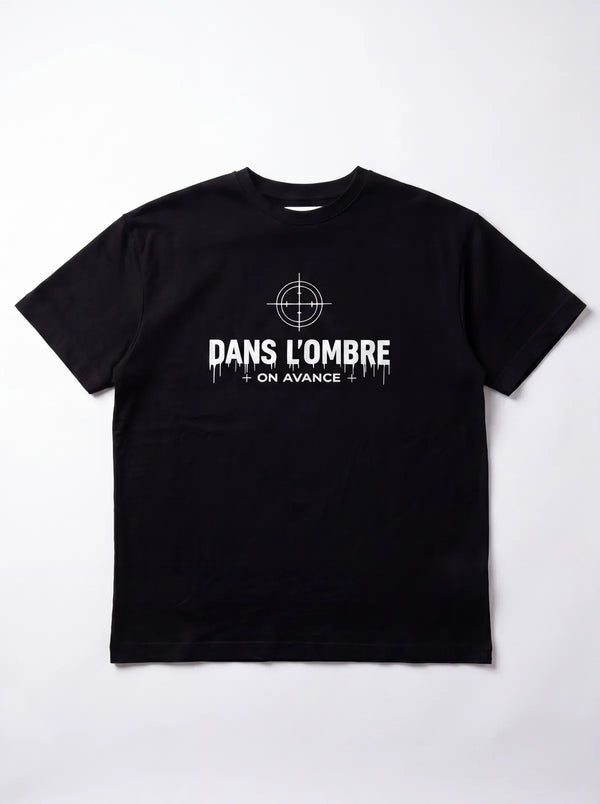 T-shirt noir streetwear DANS L'OMBRE — sérigraphie logo